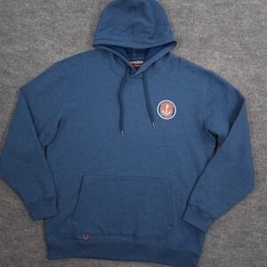 Grundens Hoodie Mens XL Blue Heather Anchor Displacement DWR Graphic Pullover
